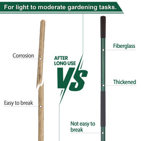 VNIMTI green shovel highlighting its 56-inch length for reduced back strain