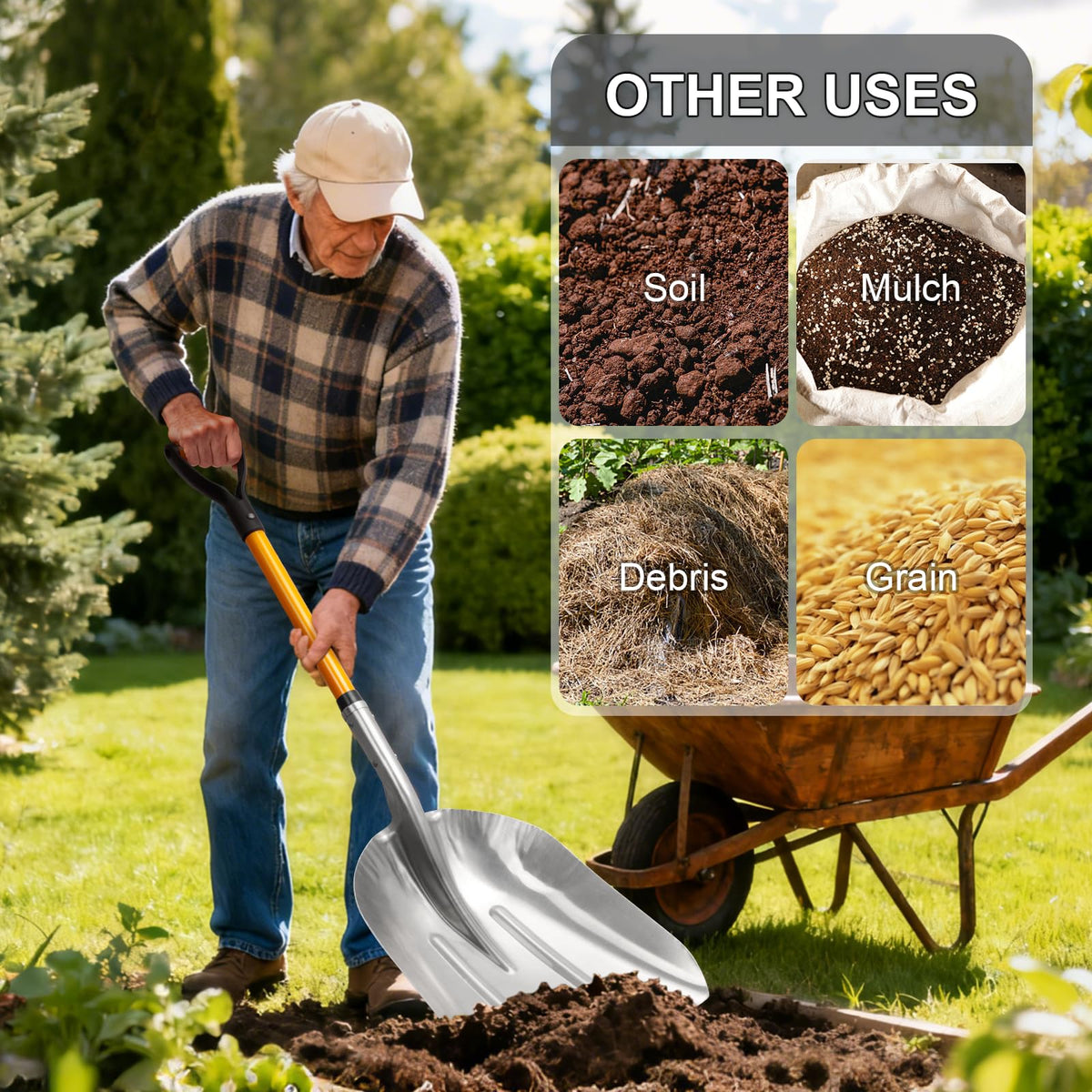 VNIMTI heavy-duty aluminum shovel head ensures durable snow lifting