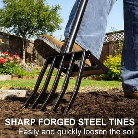 VNIMTI pitch fork showing ergonomic T-handle for precise, comfortable control.