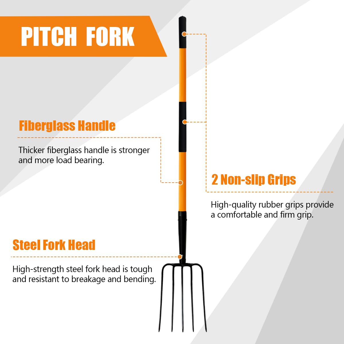 VNIMTI Pitch Fork with non-slip grips for secure handling
