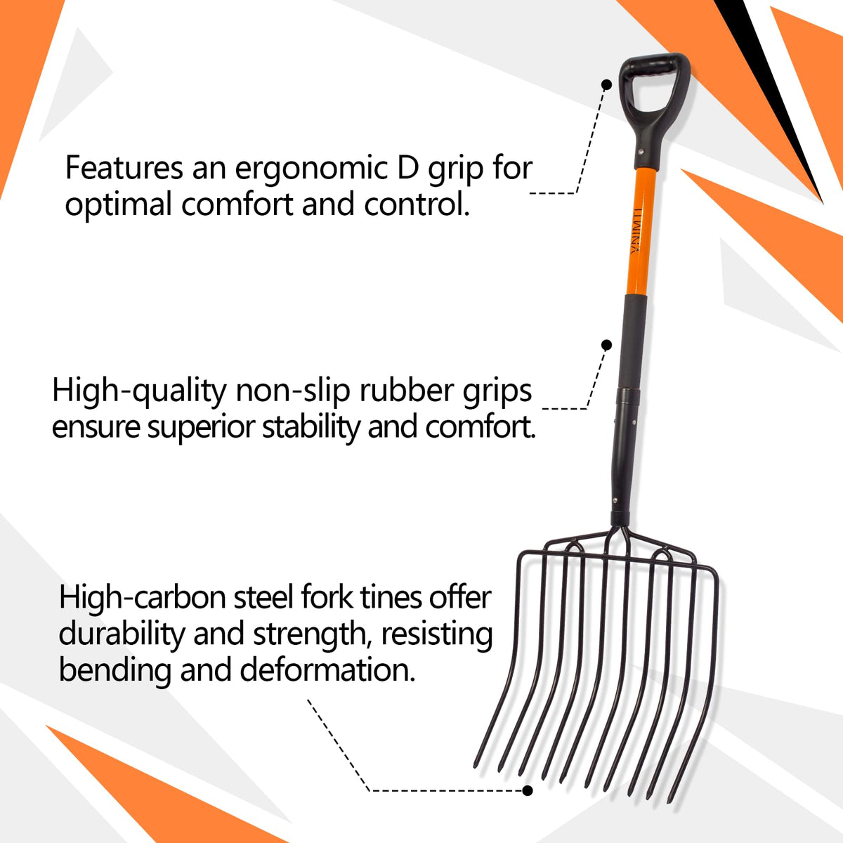 VNIMTI Pitch Fork thickened fiberglass handle for tough loads