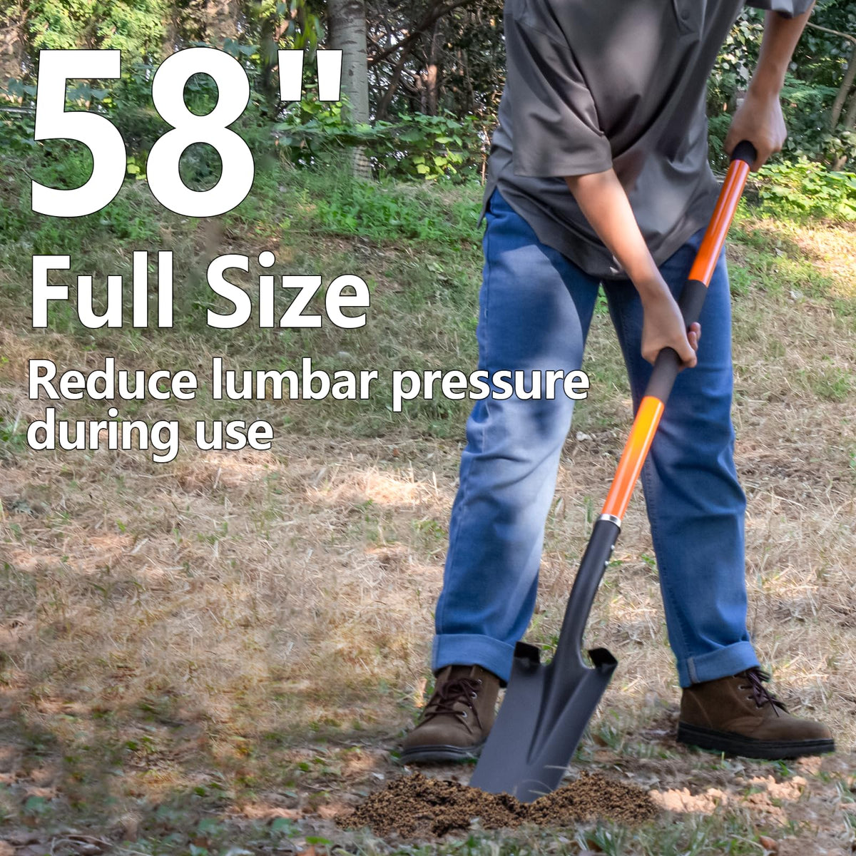 VNIMTI shovel with wide foot pedals increases leverage for easier soil penetration.