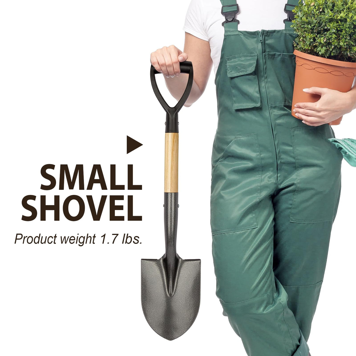 VNIMTI shovel ergonomic D-handle supports secure grip during use.