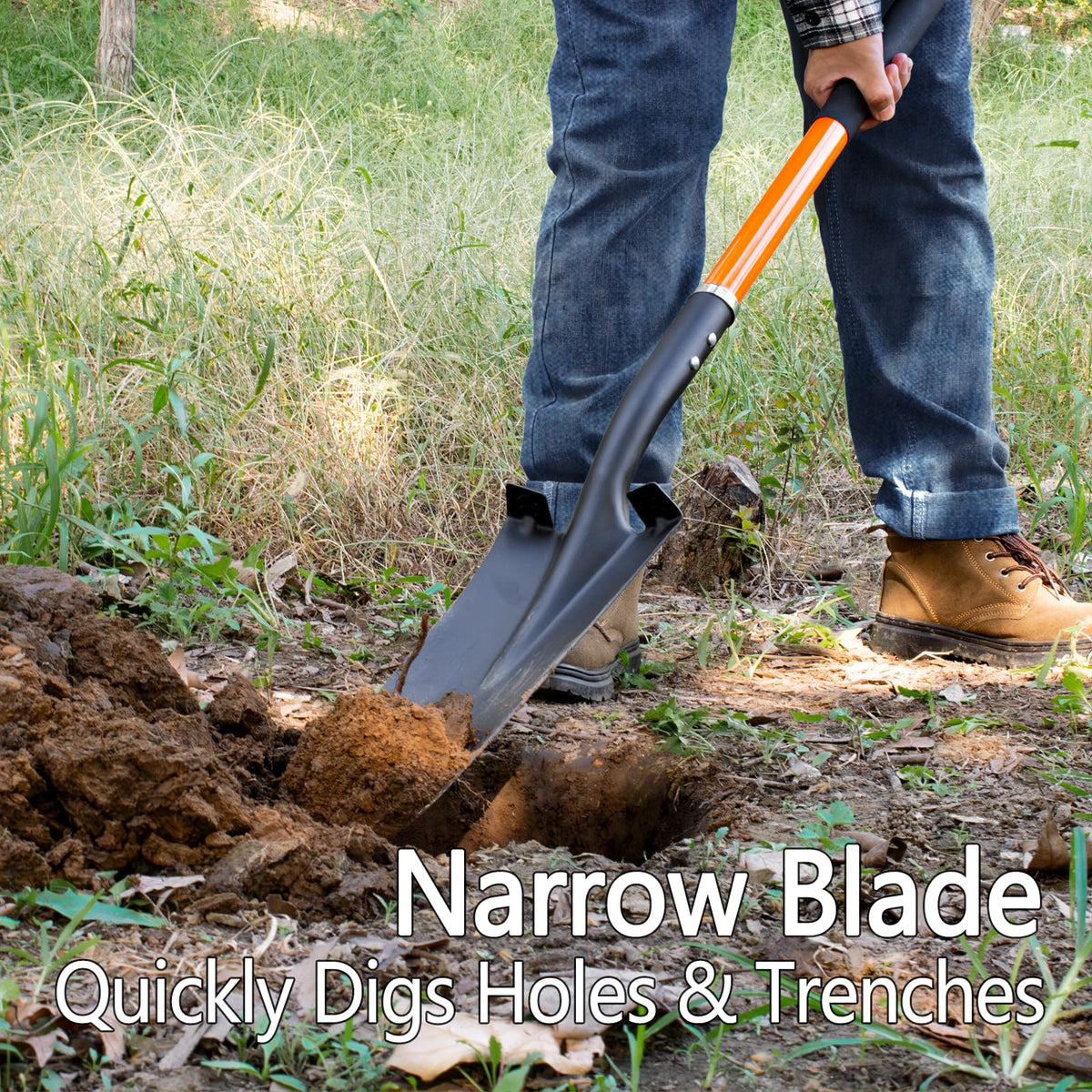 VNIMTI shovel with thickened fiberglass handle offers durable, non-slip grip in wet conditions.