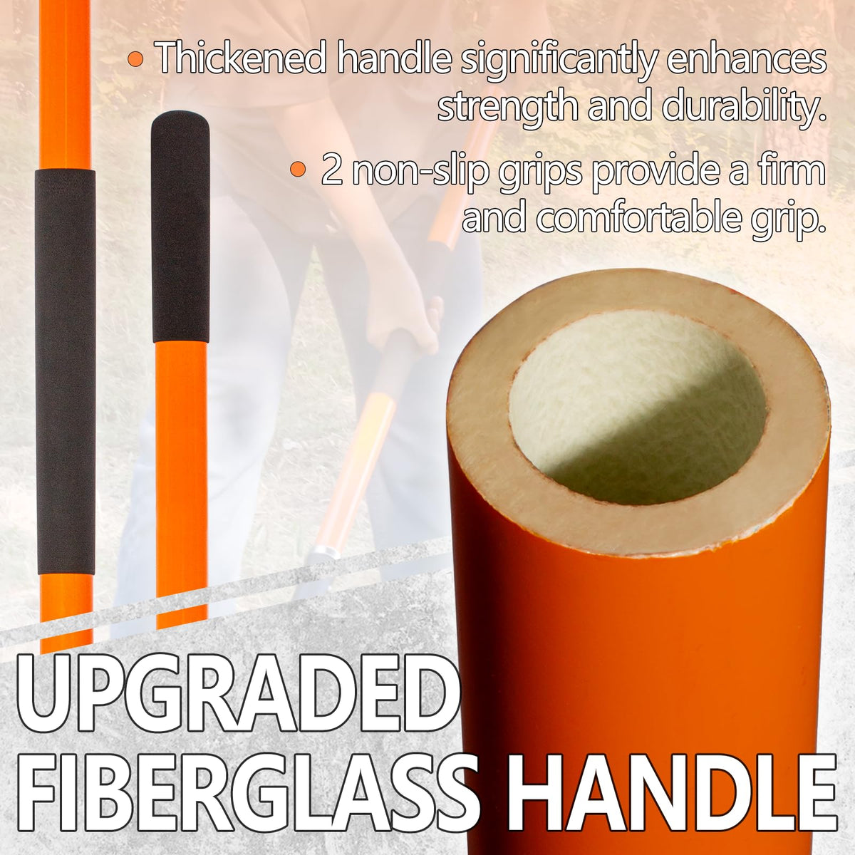 VNIMTI 58-inch ergonomic shovel length reduces bending and back strain during long digs.