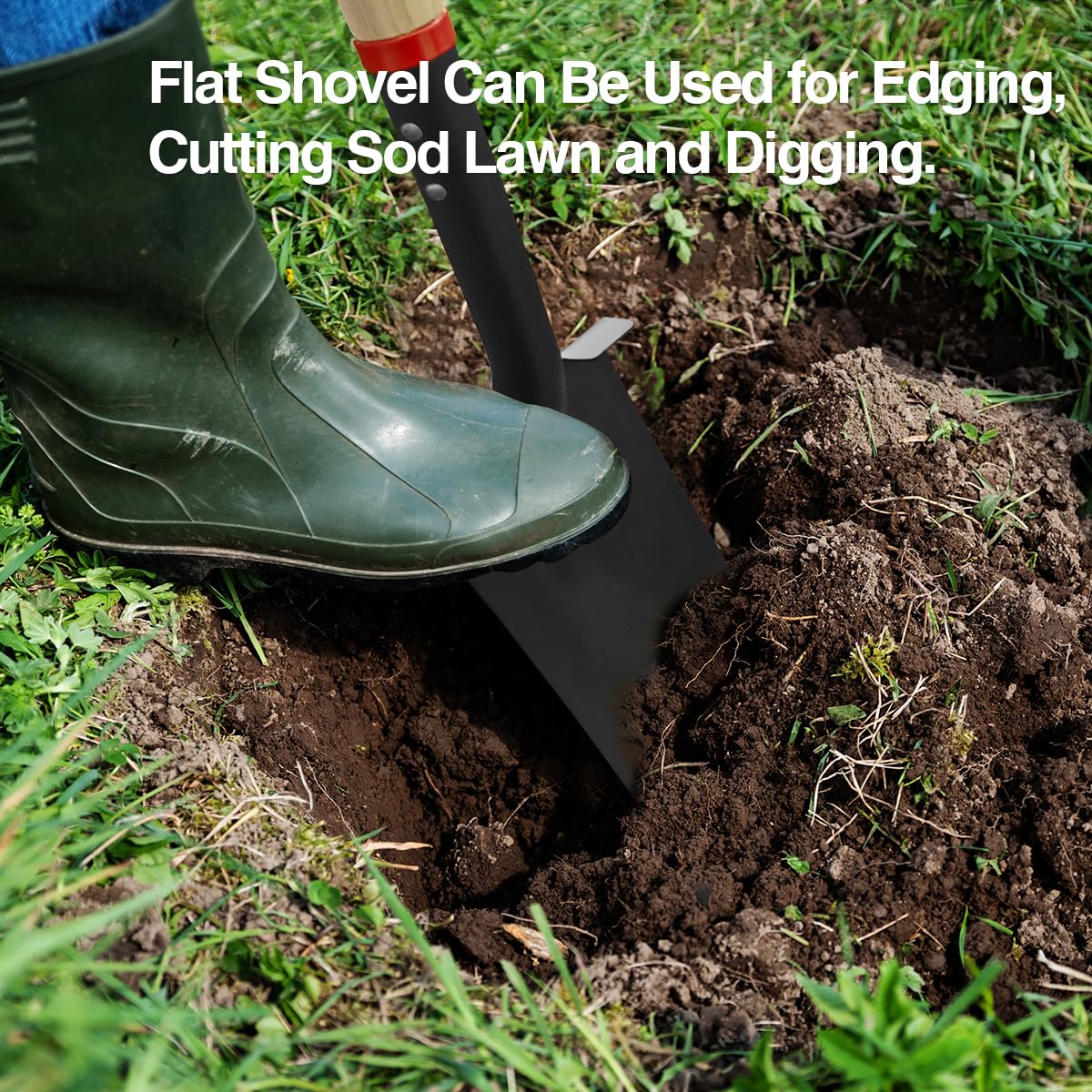 VNIMTI spade at 45-inch length reduces back strain during digging.