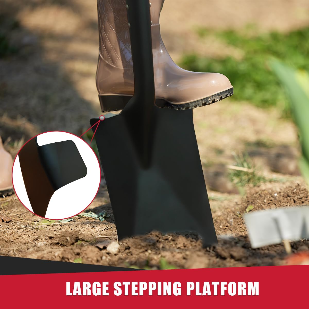 VNIMTI spade ergonomic D-handle provides secure grip and better control.
