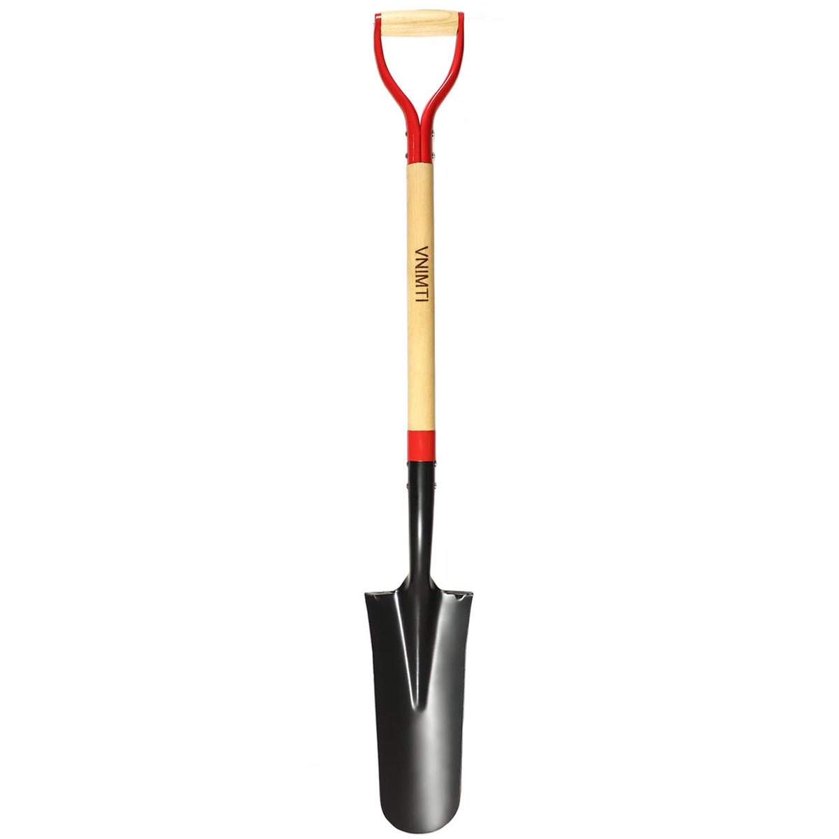 VNIMTI spade shovel ready for digging in a garden bed with firm soil penetration