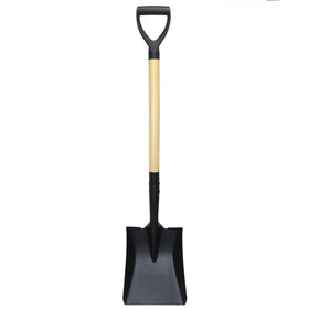 VNIMTI square shovel with D-handle, 41-inch reach, speeds digging tasks with a larger head.