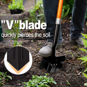 VNIMTI trench shovel at 58 inches length improves reach and posture.