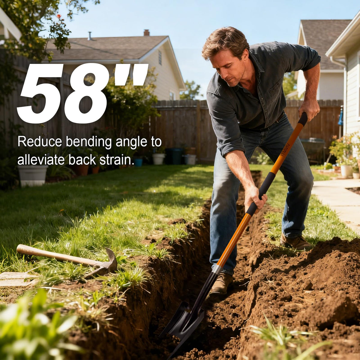VNIMTI shovel grip with non-slip feel for secure control.