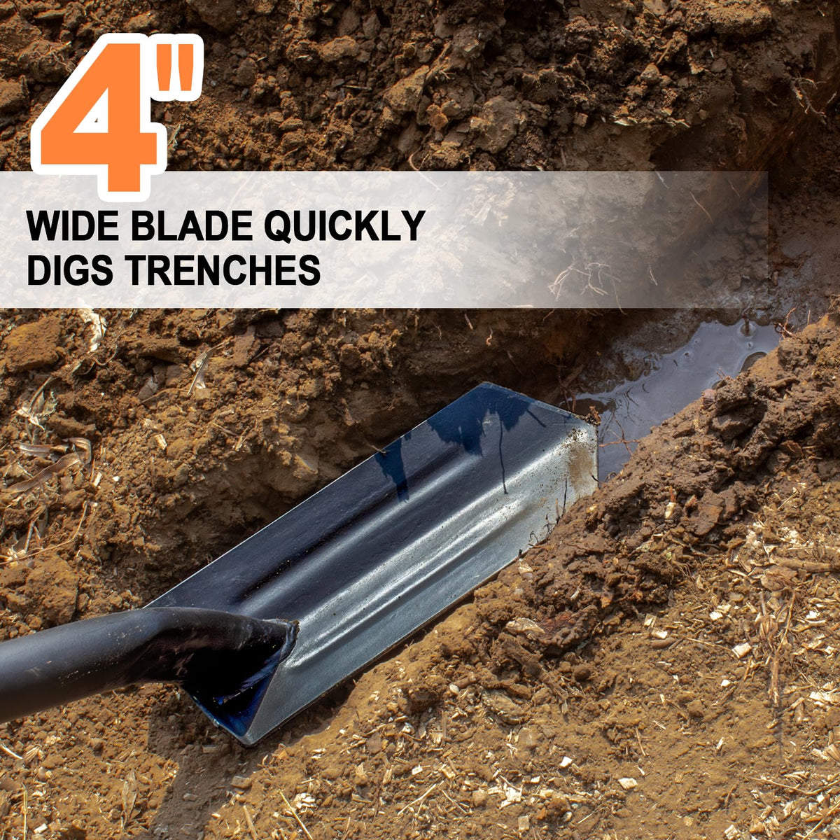 VNIMTI trench shovel with V-shaped blade for quick trenching