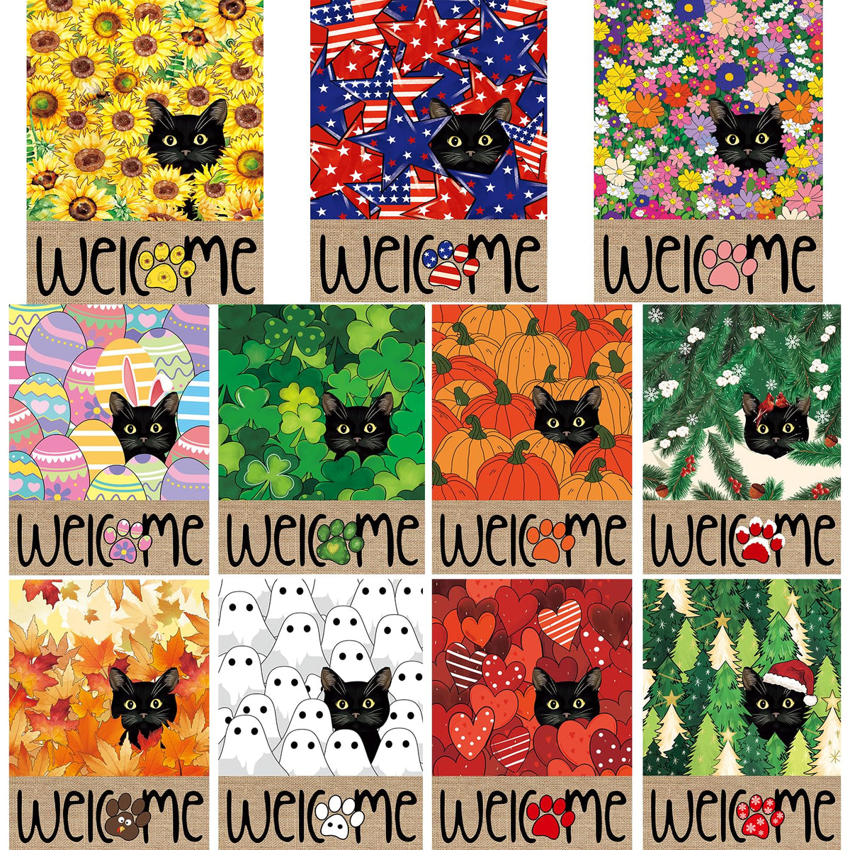 Voajocc Black Cat Spring Garden Flag for year-round charm