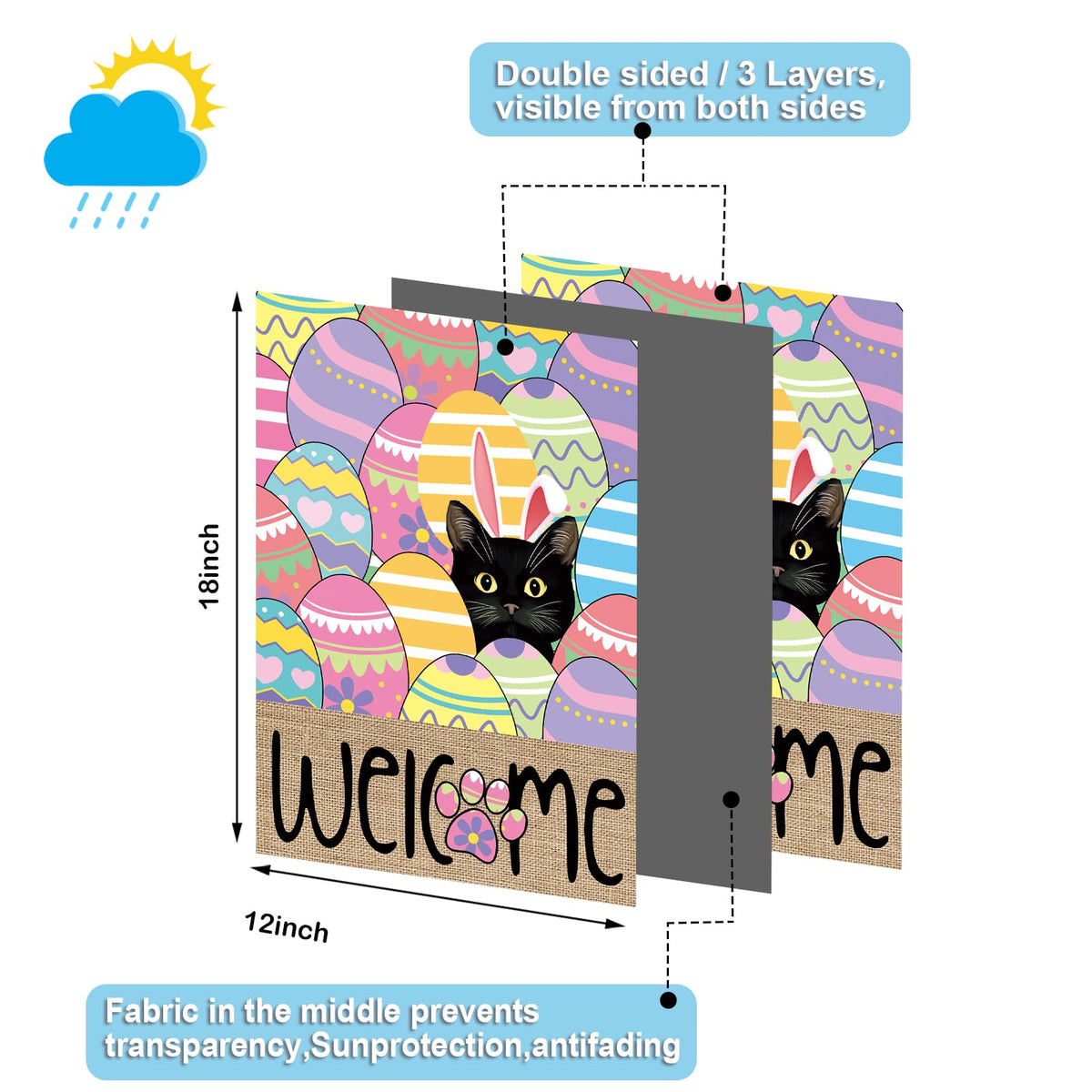 Voajocc Black Cat Spring Garden Flag for year-round charm