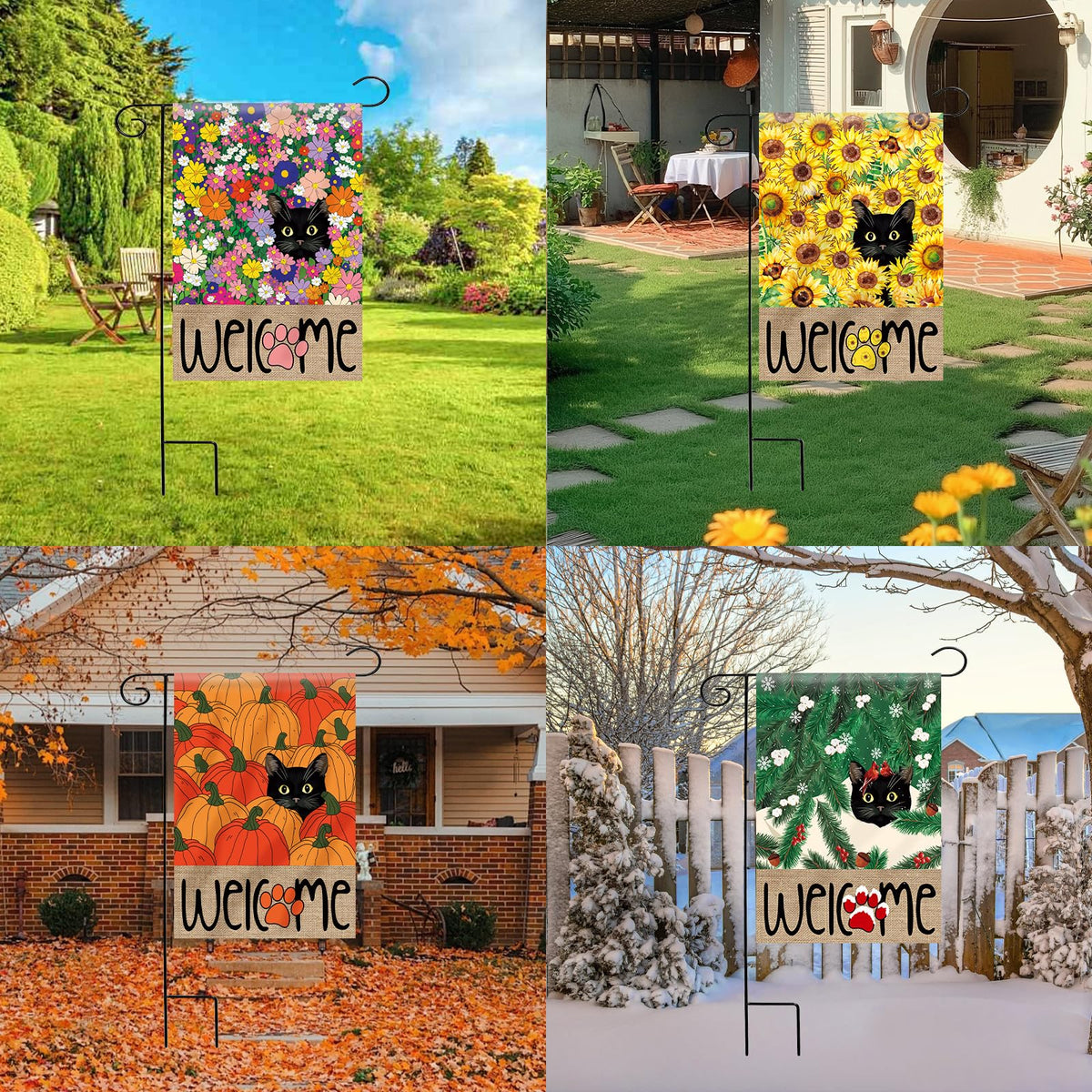 Voajocc Black Cat Winter Garden Flag for cozy curb appeal