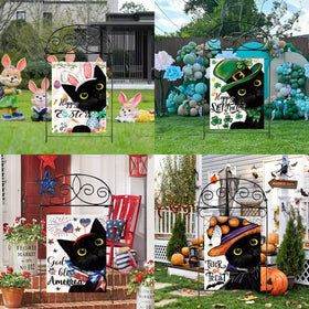 Voajocc cat flags Halloween design with playful yard accents
