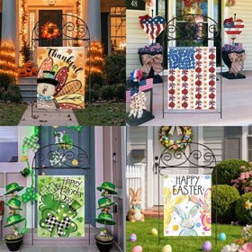 Voajocc Halloween garden flag 12x18 adds playful seasonal flair outdoors.