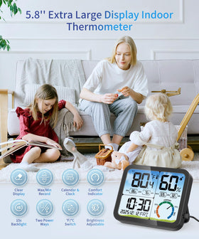 VOCOO backlit display and clock for easy reading at night or low light.