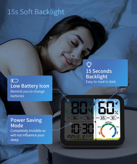 VOCOO clear air comfort indicator quickly shows DRY, COMFORT, or WET conditions.