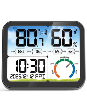 VOCOO digital indoor thermometer with 5.8-inch display shows temperature and humidity clearly.
