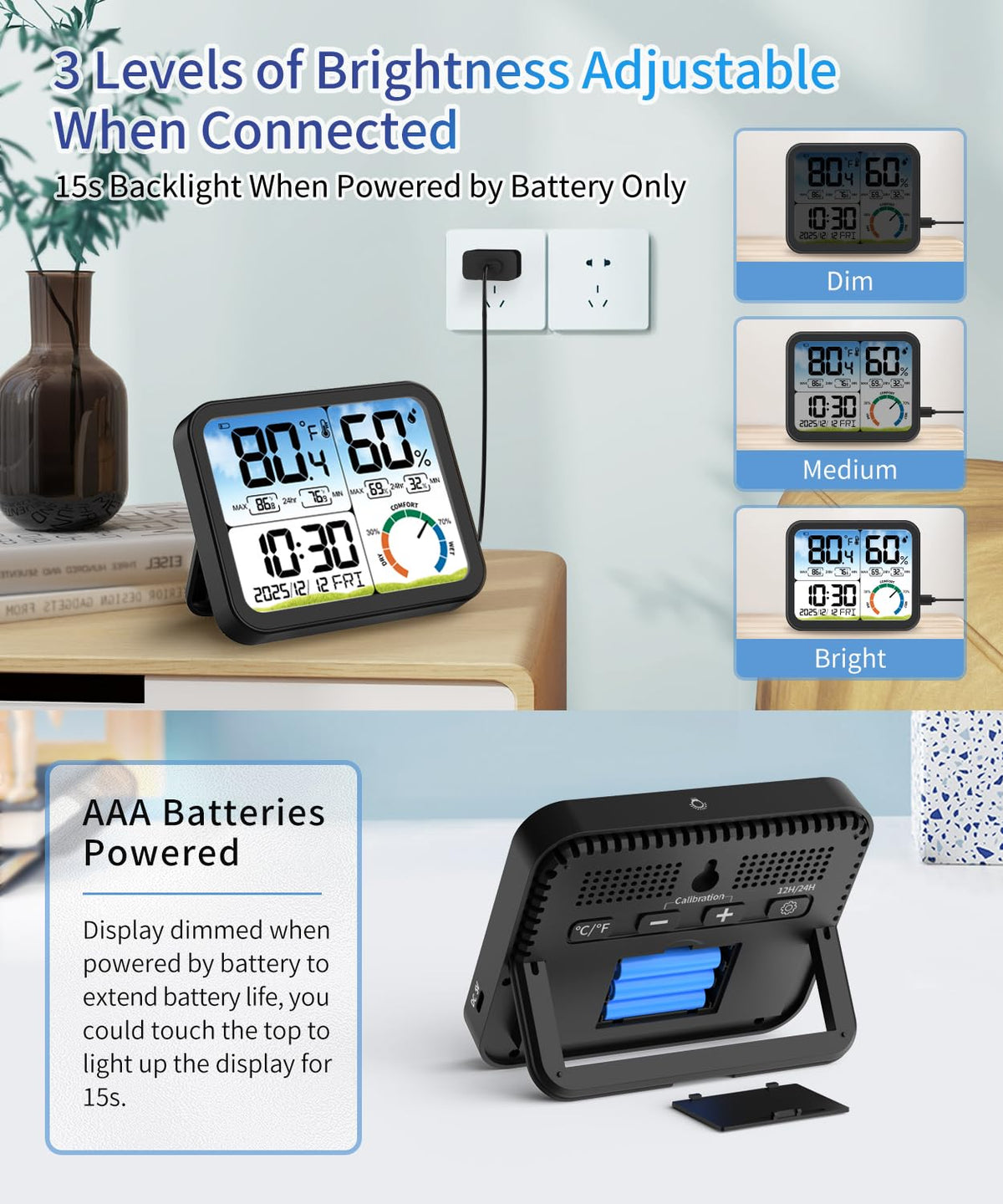 VOCOO max/min records help monitor daily room conditions throughout the day.