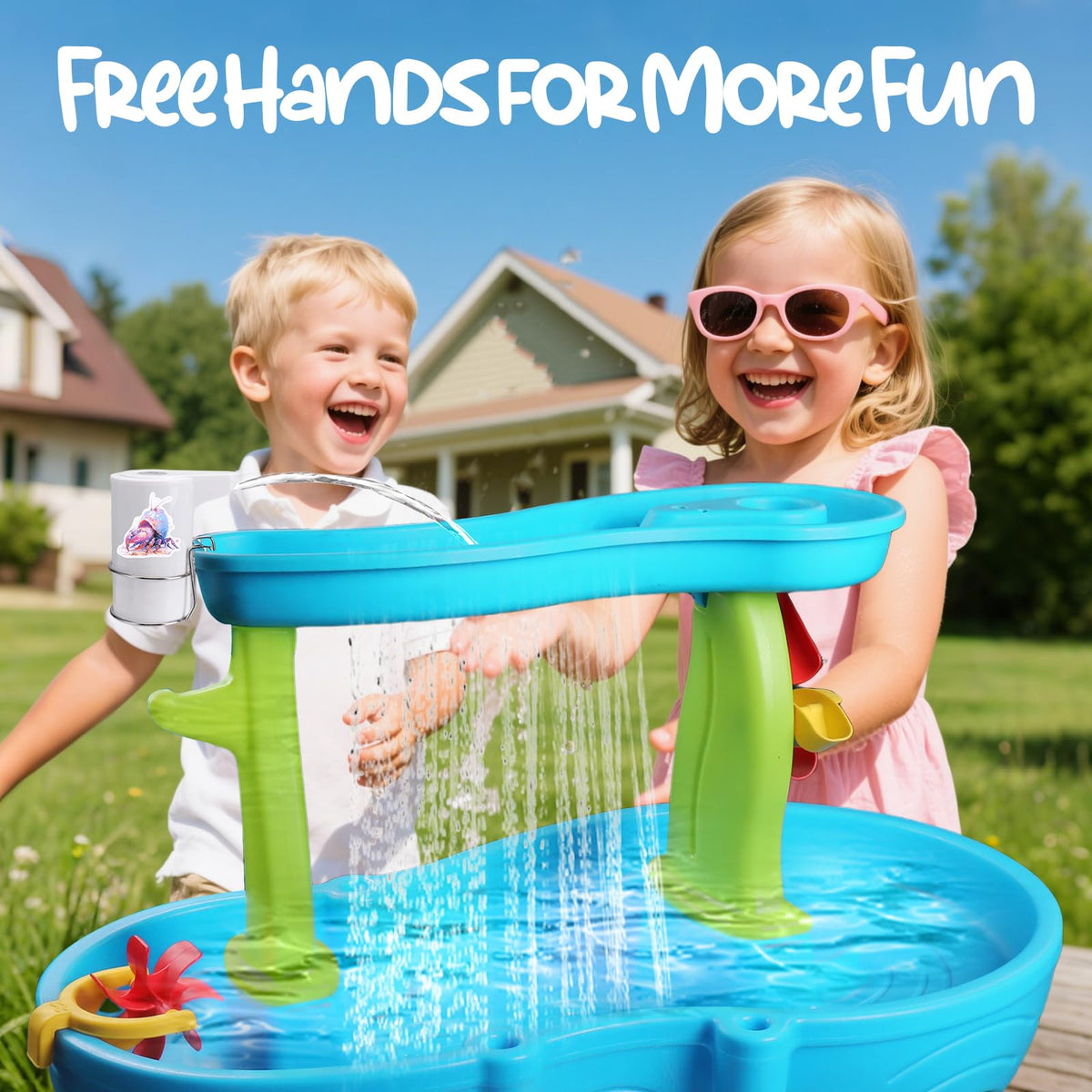 Vodolo Water Table Pump cordless operation offers safe, flexible outdoor use for kids.