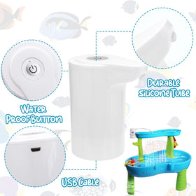 Vodolo Water Table Pump uses high-density ABS plastic and food-grade silicone tubing.