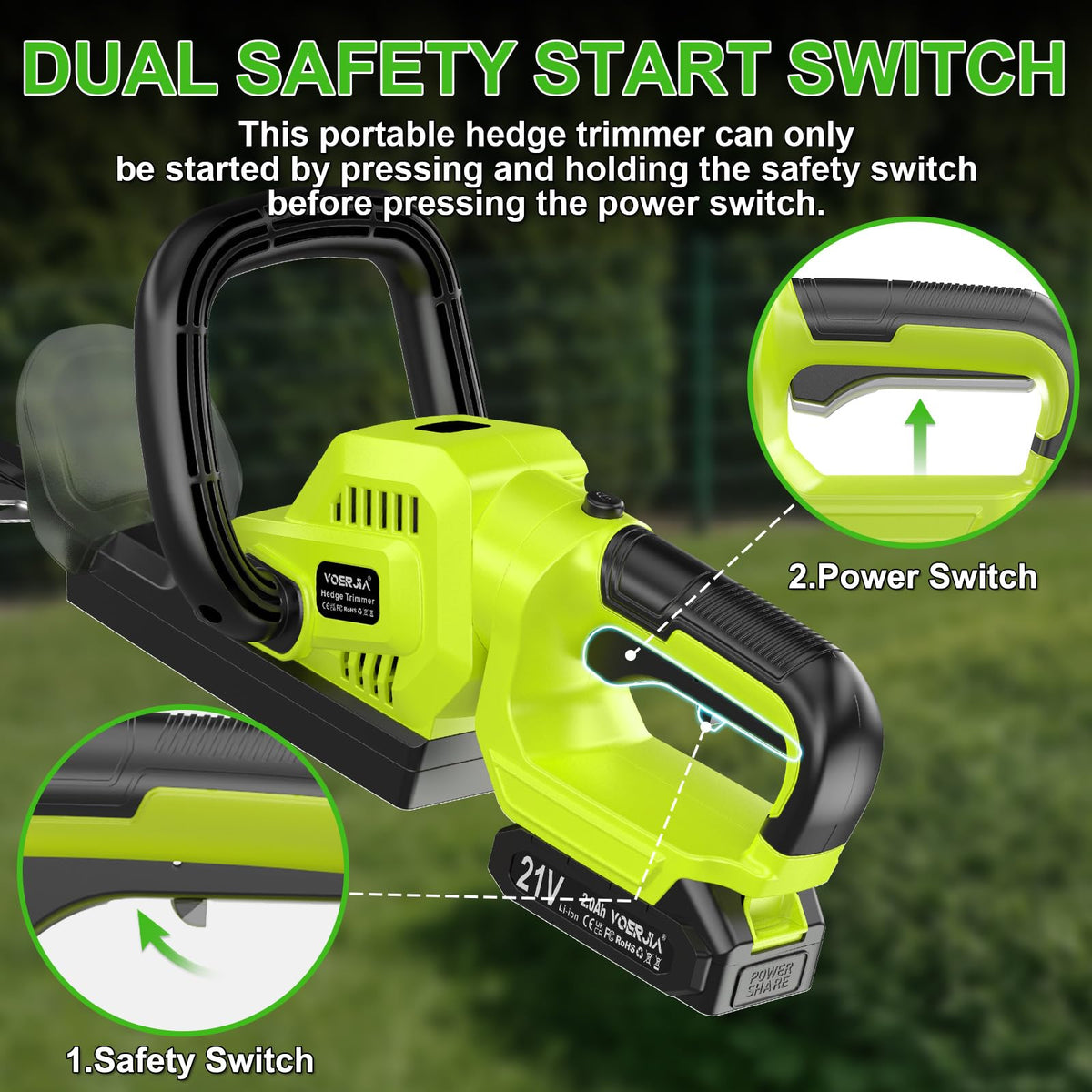 VOERJIA dual-action blade minimizes vibration for smooth pruning