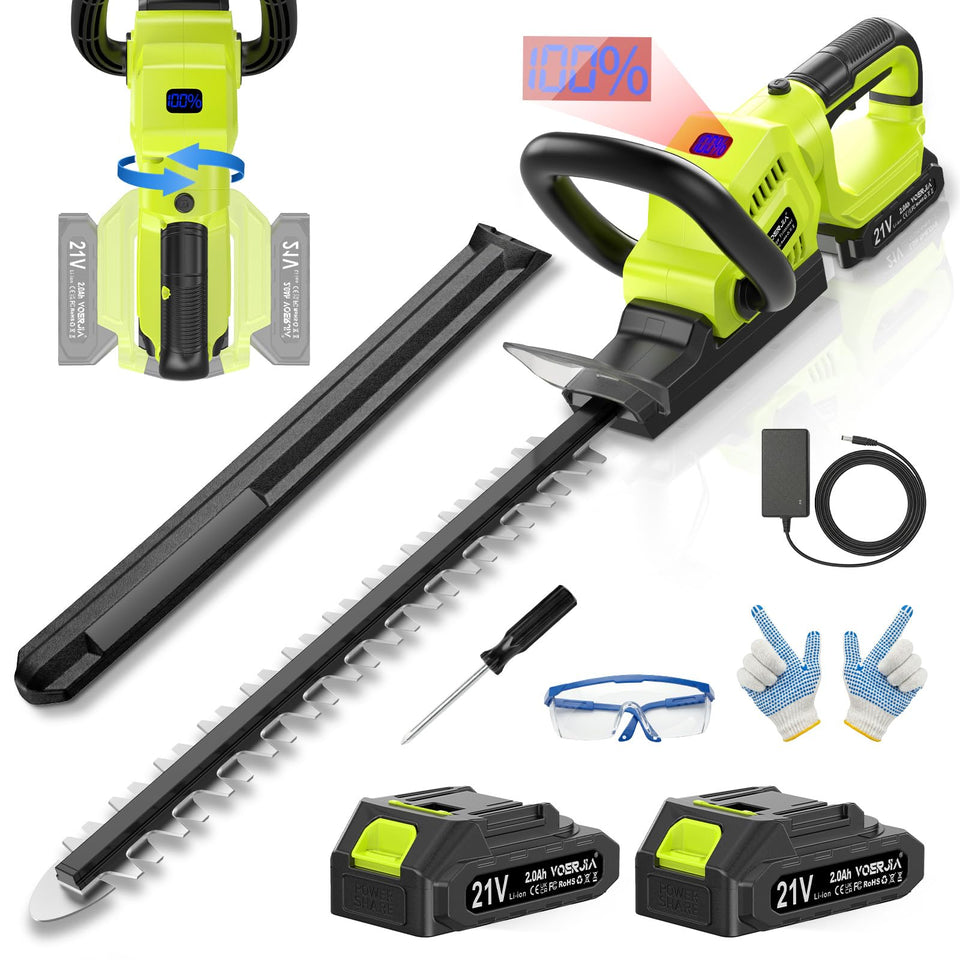 VOERJIA hedge trimmer battery included for cordless pruning