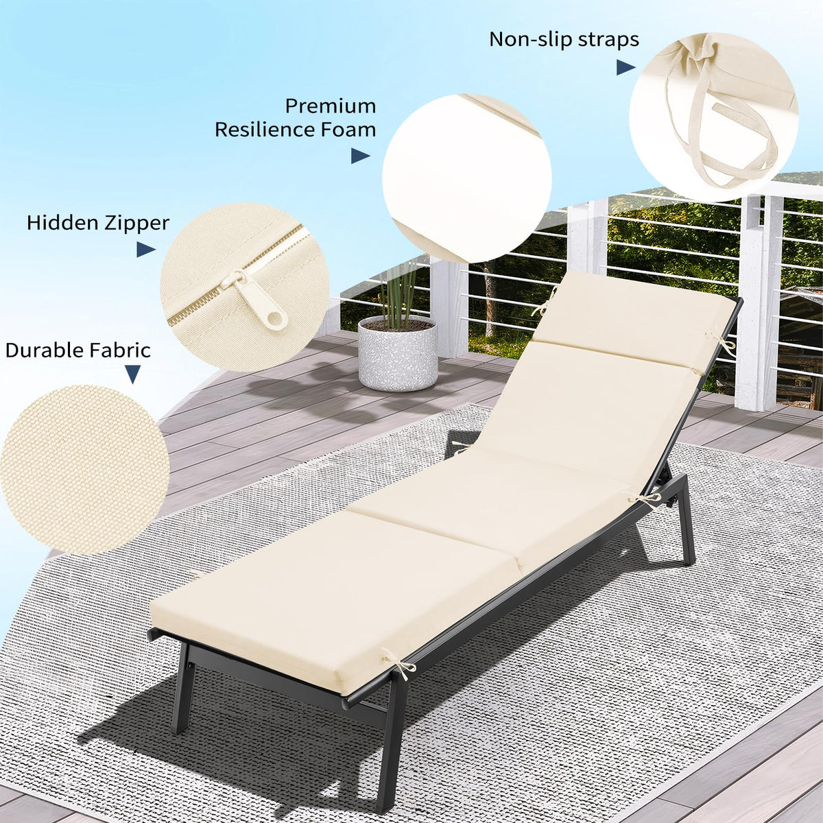 VOGVOG cushion with secure ties stays in place on windy patios