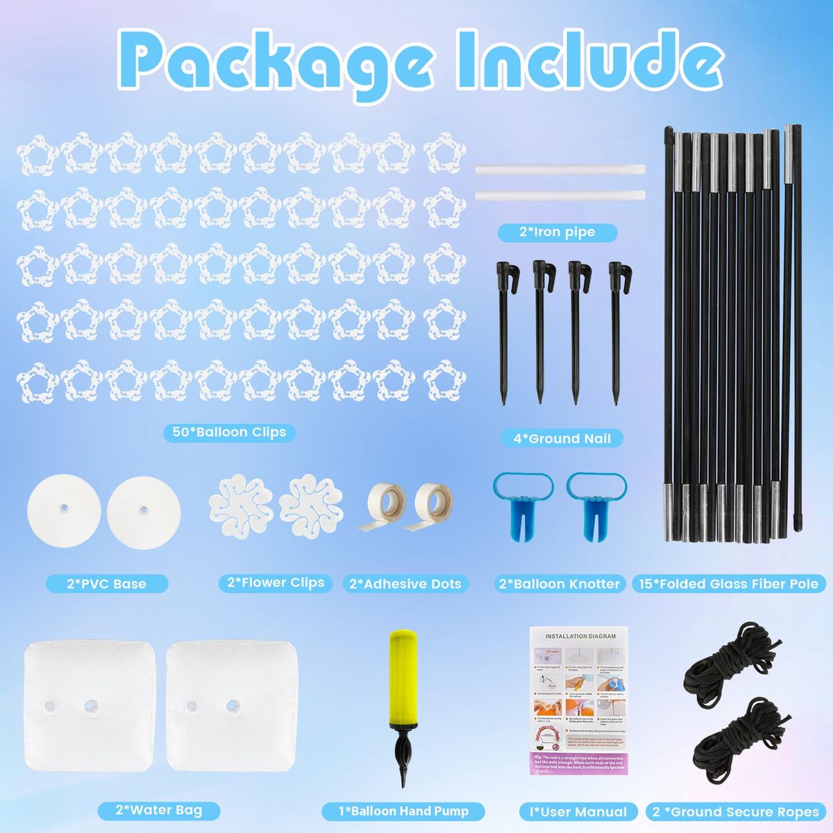 Voircoloria balloon arch frame with 9ft adjustable height adapts to venue ceilings