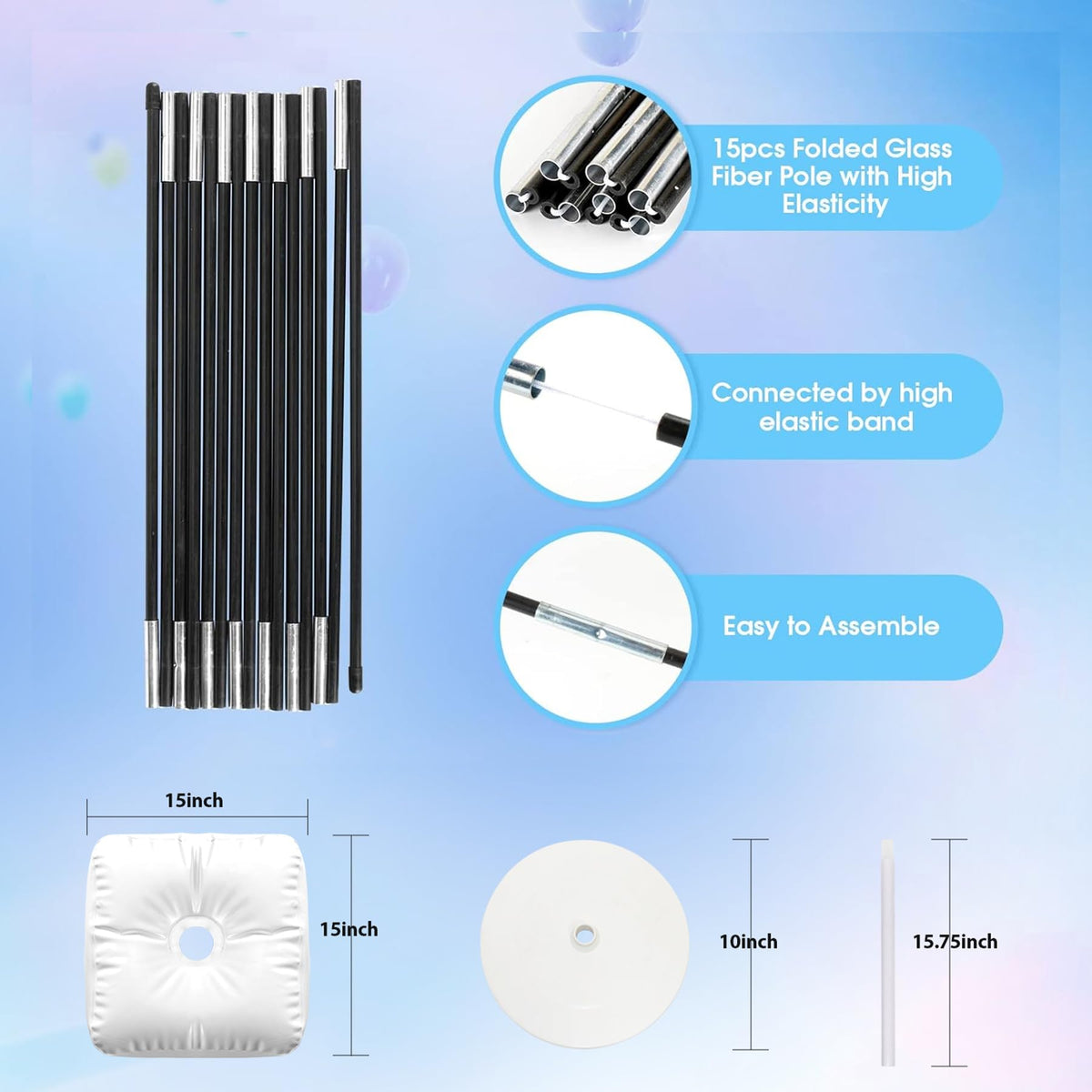 Foldable glass fiber poles offer reuse and easy transport for Voircoloria