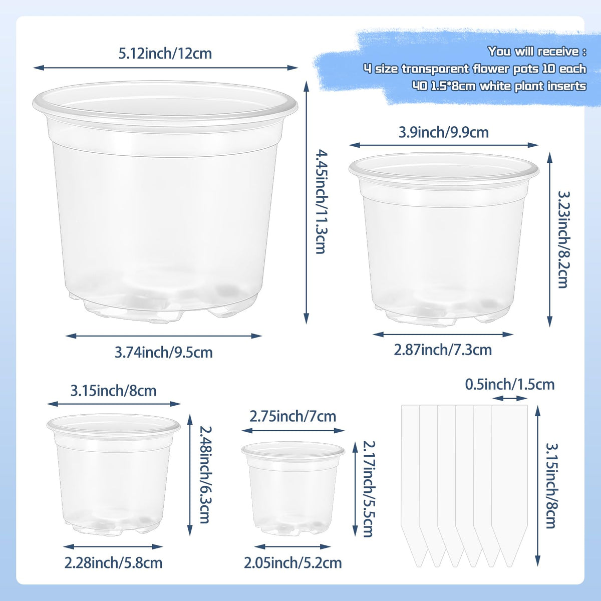 VOKOY 4-inch clear nursery pot ideal for compact seedlings.