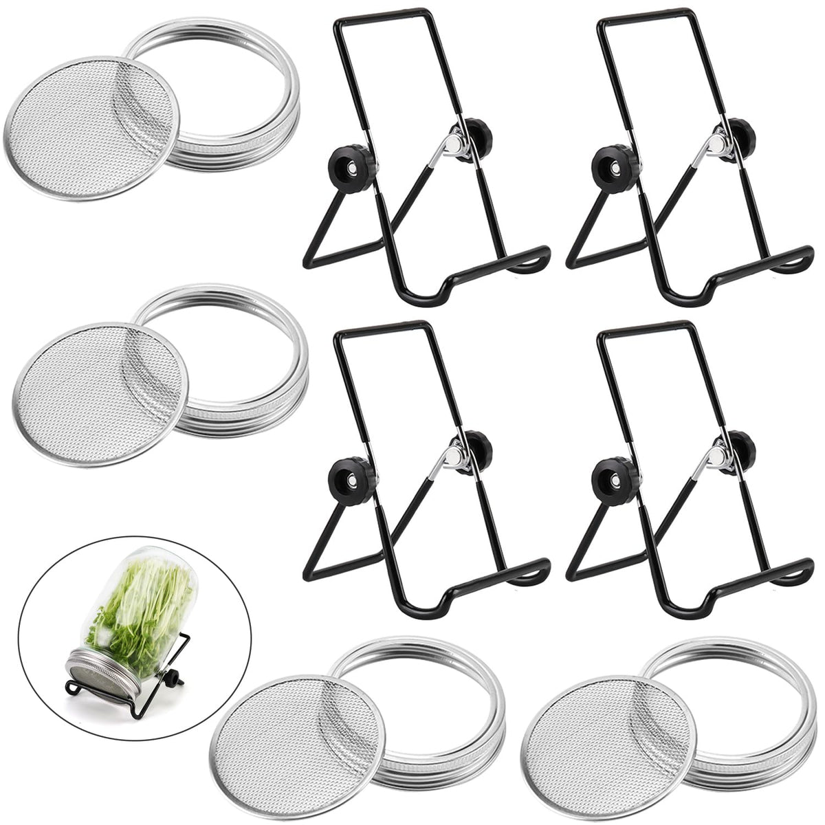 VOLCANOES CLUB sprouting lids with screen for wide-mouth jars promote airflow and containment