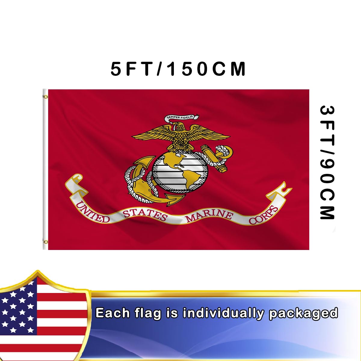 Volta Marine Corps Flag displayed outdoors on a house for patriotic decor