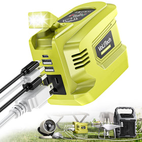VoLtTech real-200w inverter with Ryobi 18V compatibility powering devices on the go