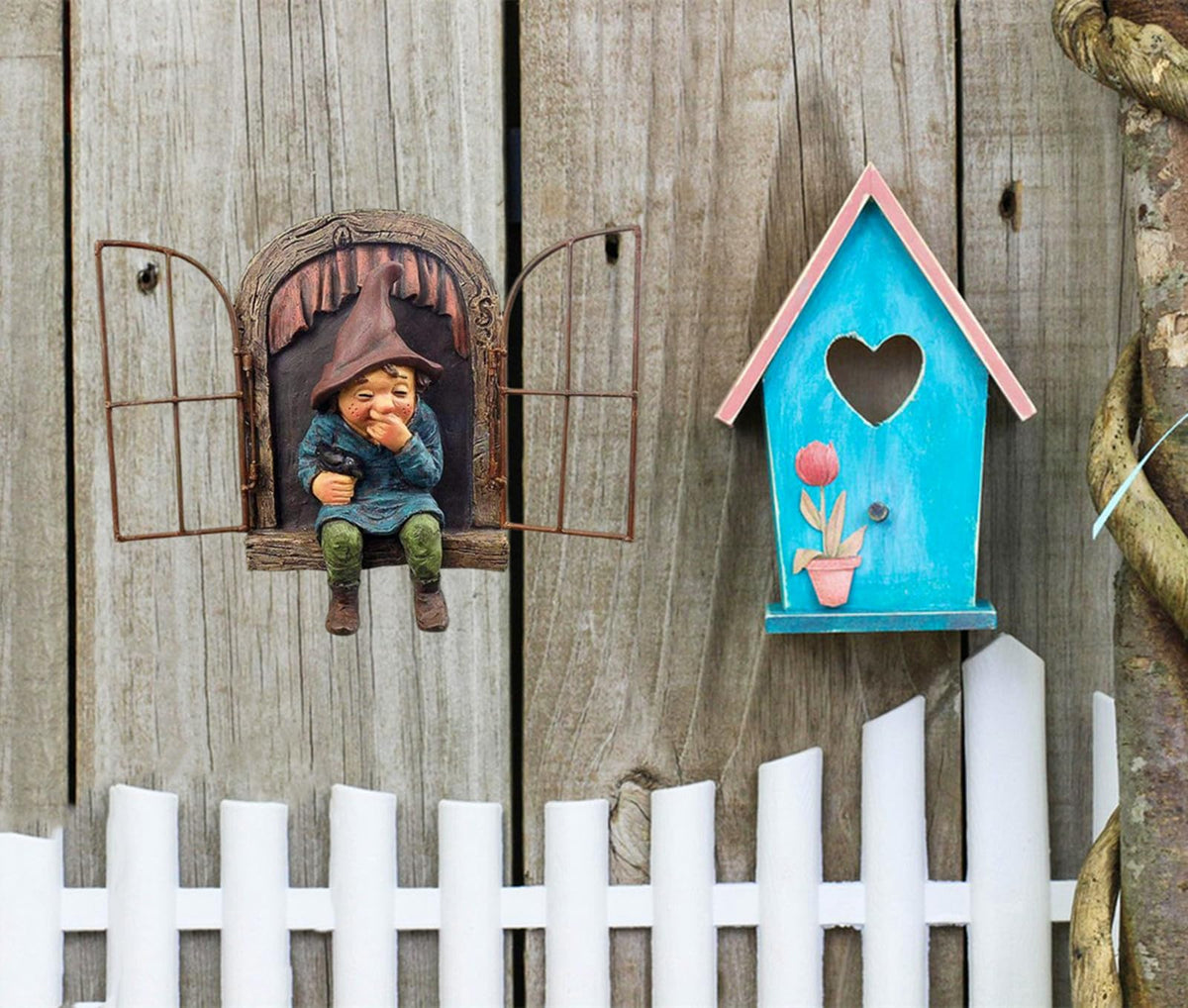 vomiceak lawn gnome tree-face accent perfect for yard walls.