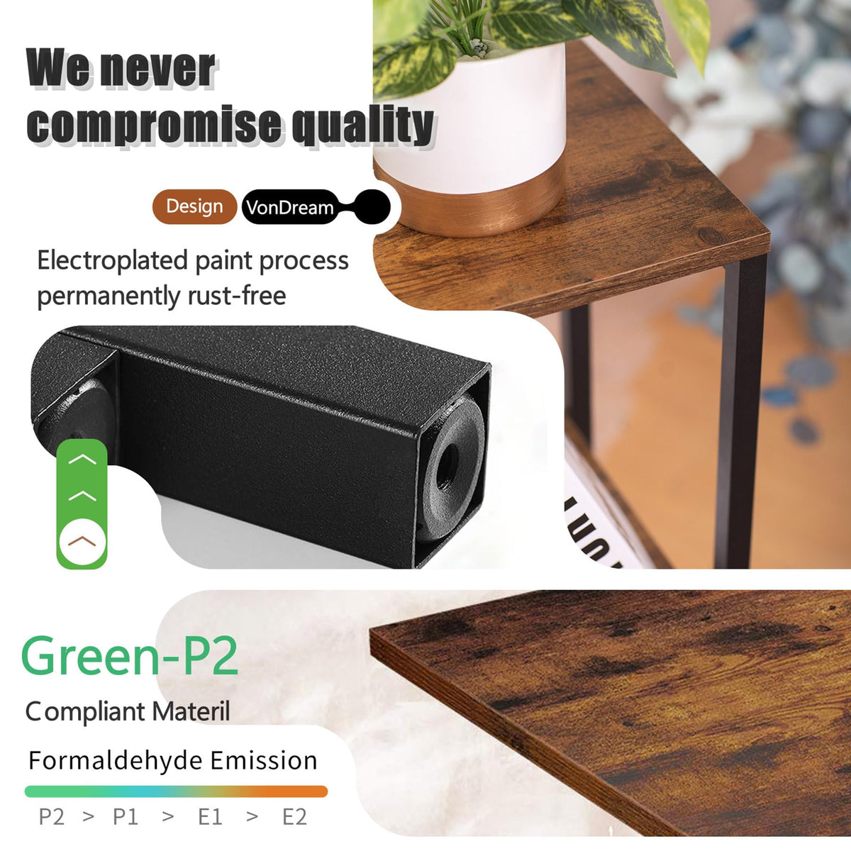 VonDream modern finish resists rust and scratches.