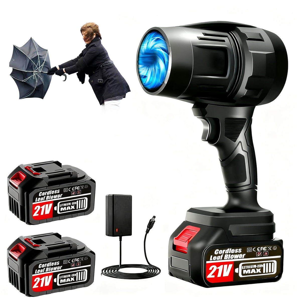 Vopot cordless leaf blower with battery and charger for easy outdoor cleaning