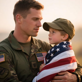 VORENUS American Flag with reinforced header for stronger handling outdoors.