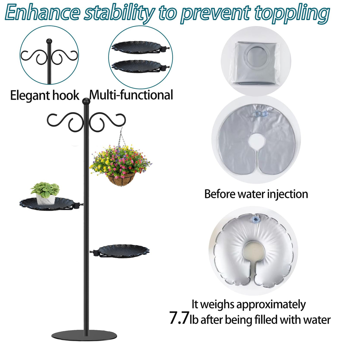 Vorriop shepherd hook supports bird feeders lanterns and wind chimes