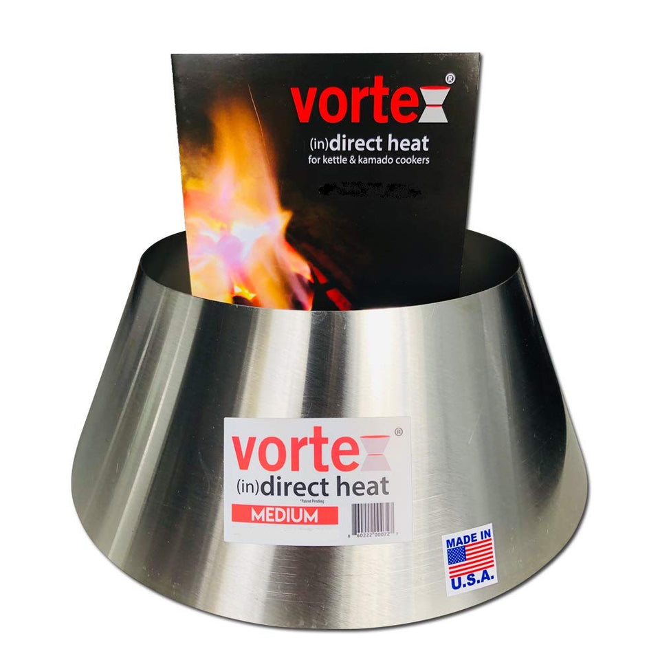 VORTEX IN DIRECT HEAT mounted on Weber kettle enabling versatile indirect cooking