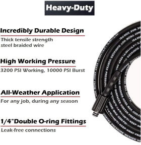 Vortxx extension hose rated to 3200 PSI supports heavy-duty cleaning.