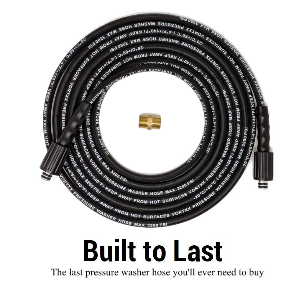 Vortxx M22-15mm adapter included enables flexible hose extensions.