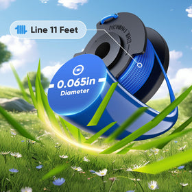 Glass-fiber reinforced nylon line with 0.065 inch diameter and 11 feet length for durability.