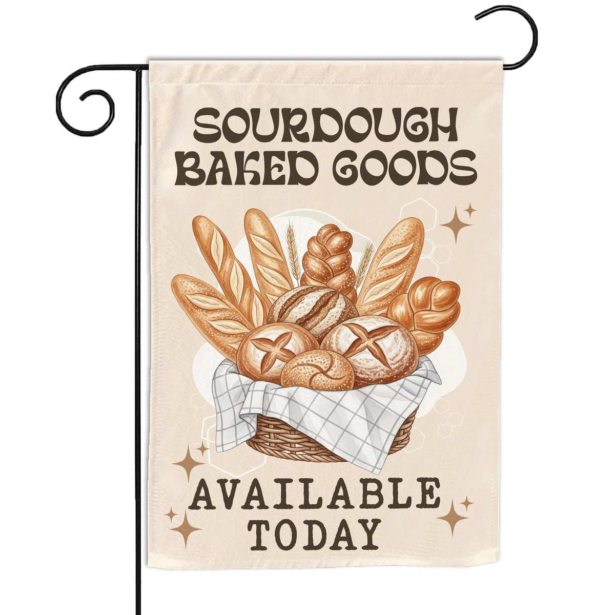 VOTANTA sourdough bread flag, double-sided, enhances garden curb appeal with bakery charm.