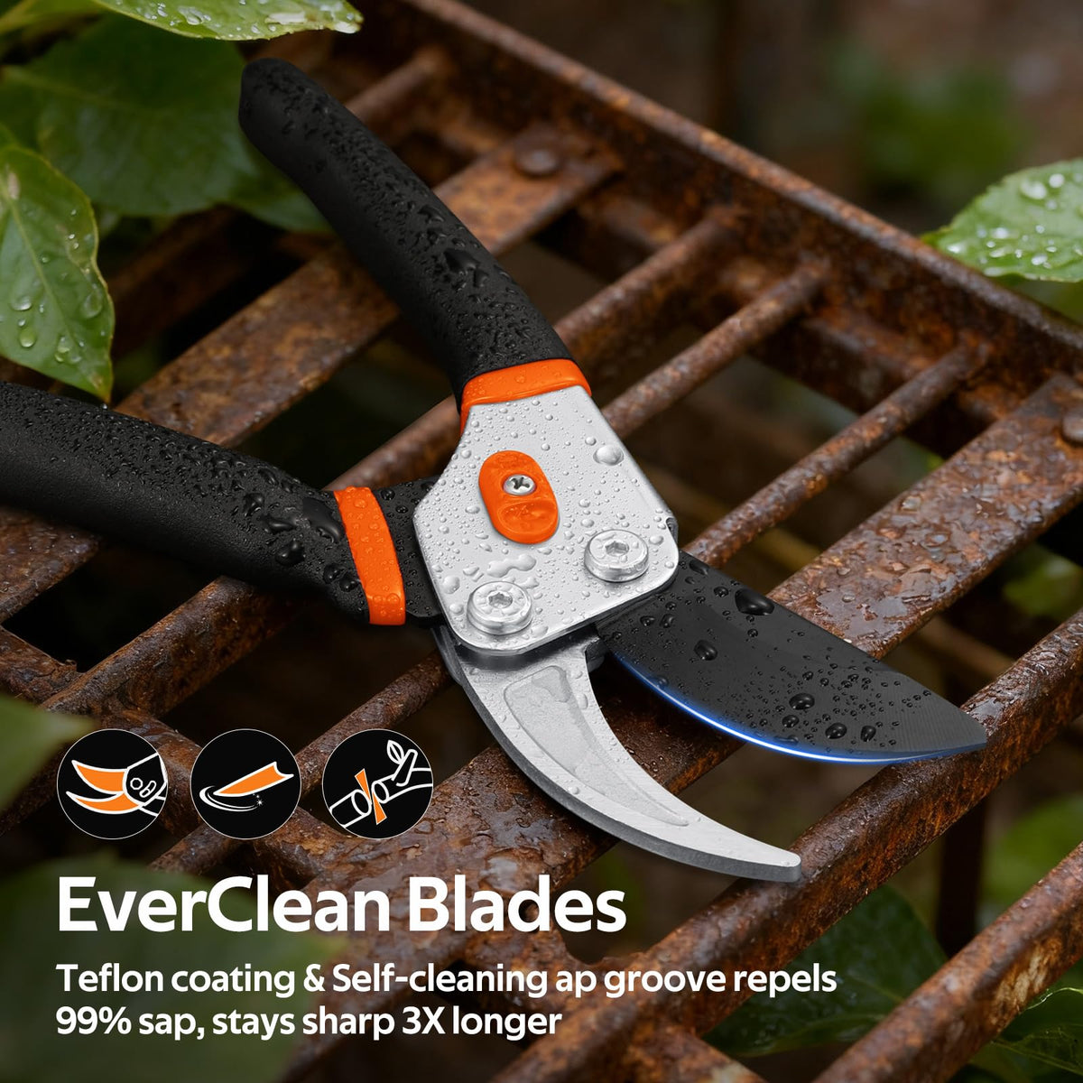 VOTREK SK5 blades with non-stick coating deliver clean cuts on roses and delicate stems.