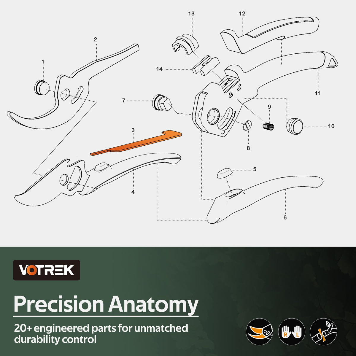 VOTREK lifetime-warranty pruner offers lasting confidence.