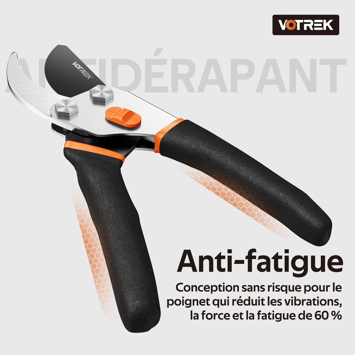 VOTREK ambidextrous thumb lock ensures secure storage and easy unlocking.