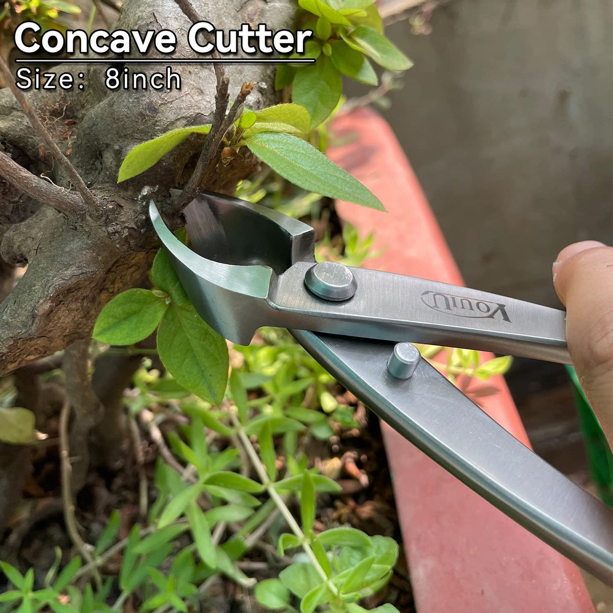 VOUIU 8inch concave cutter bonsai tool steel finish for durable pruning sessions